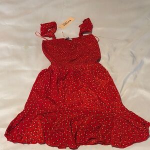 Charming Red Floral Casual Dress